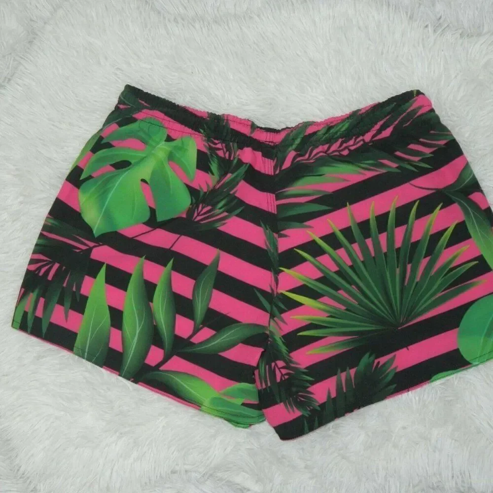 CA Rio CA Swim Shorts Size Small  Pink Green Palm‎ Trees Print Men’s Swimwear